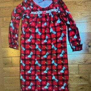 Red Plaid Nightgown with Cardinal Print